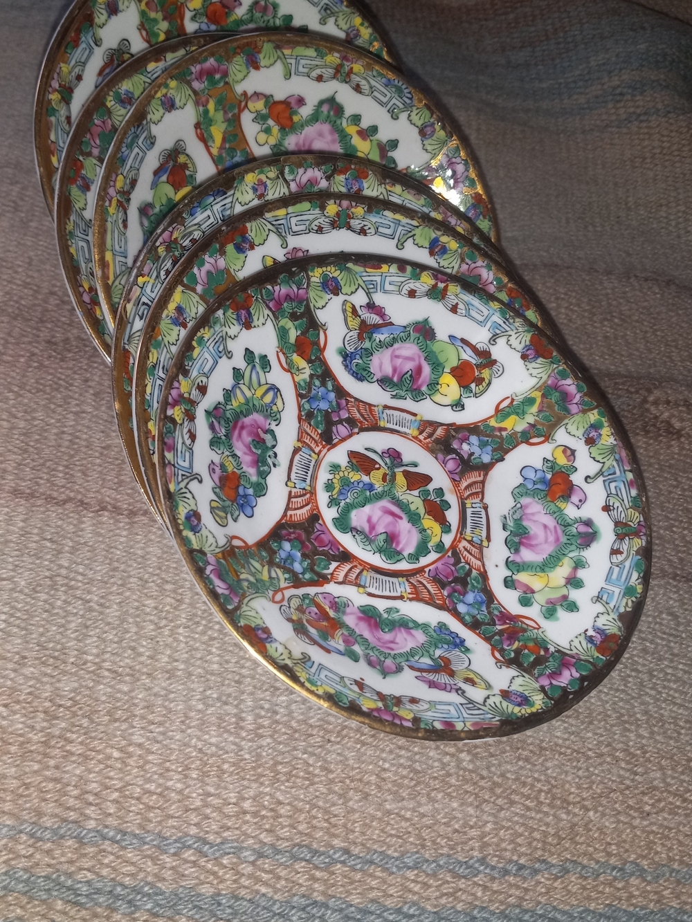 Fine China Golden LOTUS  Hand-Painted Floral Porcelain Dessert Plates  Gold rim